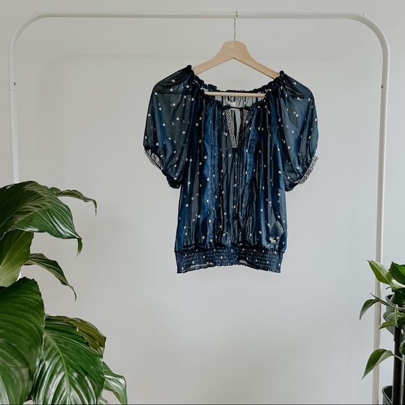 Abercrombie & Fitch Tops - Abercrombie Navy Polka Dot Top